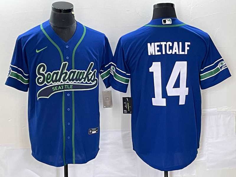 Men's Seattle Seahawks #14 DK Metcalf Blue With Patch Cool Base Stitched Baseball Jersey,We sell and wholesale Men's Seattle Seahawks #14 DK Metcalf Blue With Patch Cool Base Stitched Baseball Jersey on line form chian!